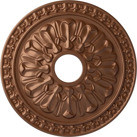 Ekena Millwork Warsaw Ceiling Medallion (Fits Canopies up to 3 1/2"), 18"OD x 3 1/2"ID x 1 3/8"P, Polished Copper CM18WAPOS